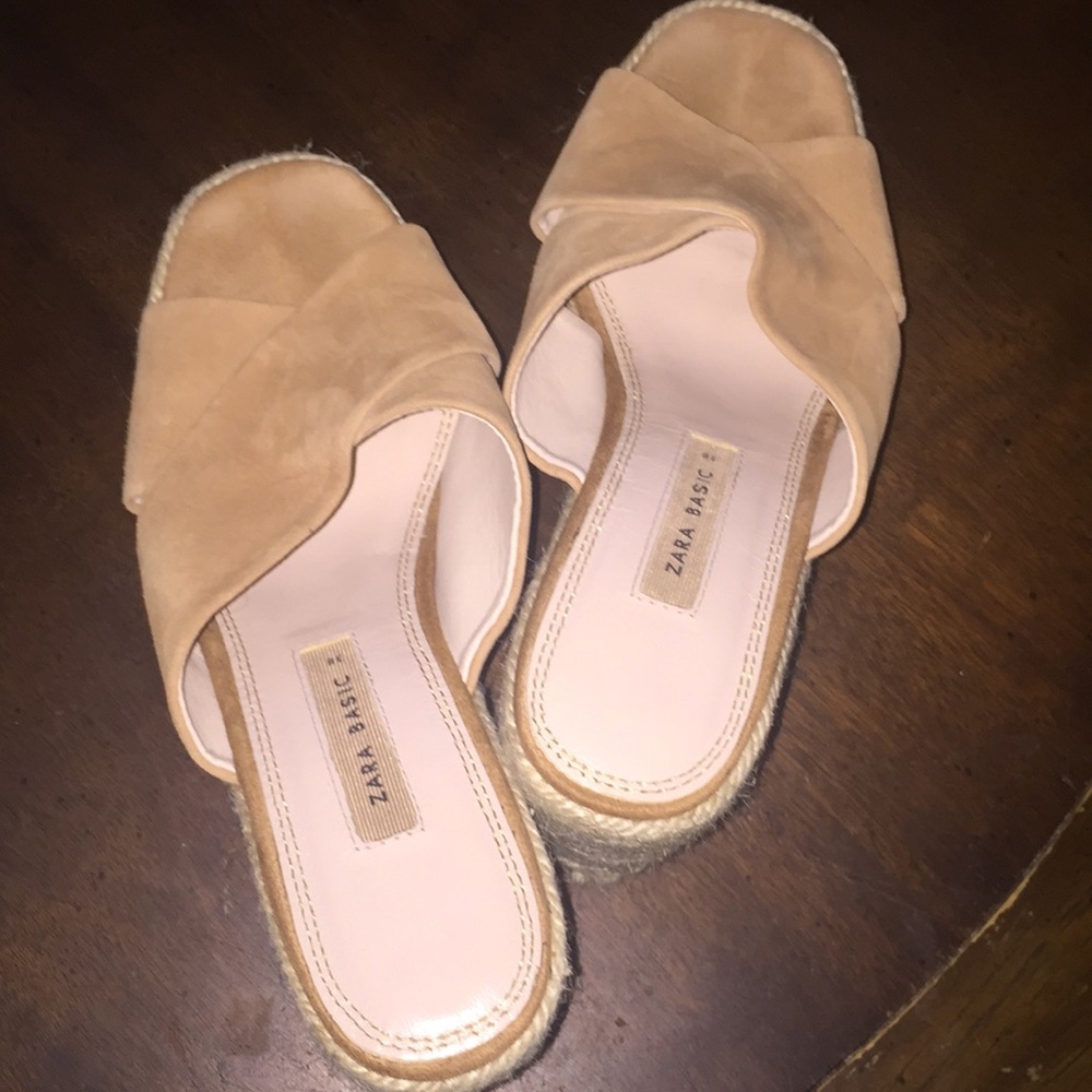 Zara Basic Collection Crossover Leather Wedge Sz 8 - image 4